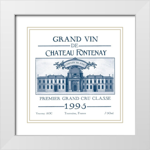 Indigo Wine Labels IX White Modern Wood Framed Art Print with Double Matting by Vess, June Erica