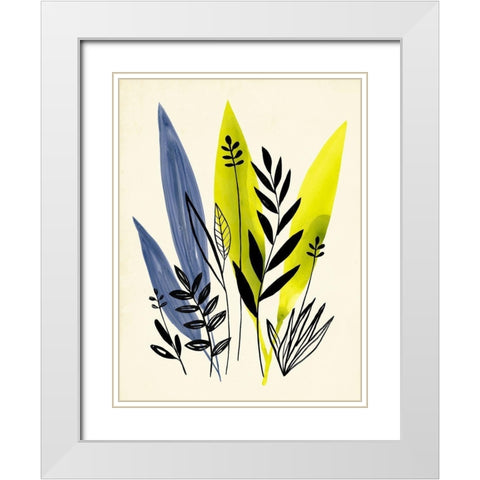 Dancing Leaf Collage I White Modern Wood Framed Art Print with Double Matting by Warren, Annie