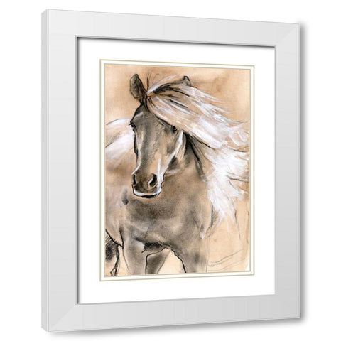 Sketched Horse I White Modern Wood Framed Art Print with Double Matting by Parker, Jennifer Paxton
