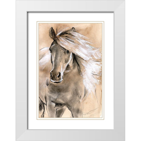 Sketched Horse I White Modern Wood Framed Art Print with Double Matting by Parker, Jennifer Paxton