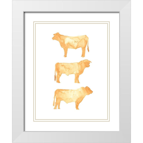 Hereford Trio I White Modern Wood Framed Art Print with Double Matting by Green, Jacob