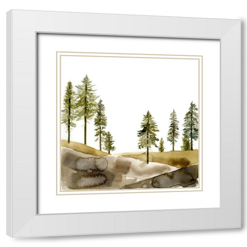 Pine Hill I White Modern Wood Framed Art Print with Double Matting by Green, Jacob