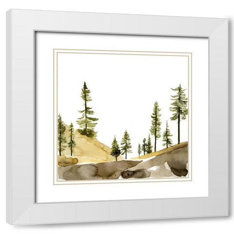 Pine Hill II White Modern Wood Framed Art Print with Double Matting by Green, Jacob