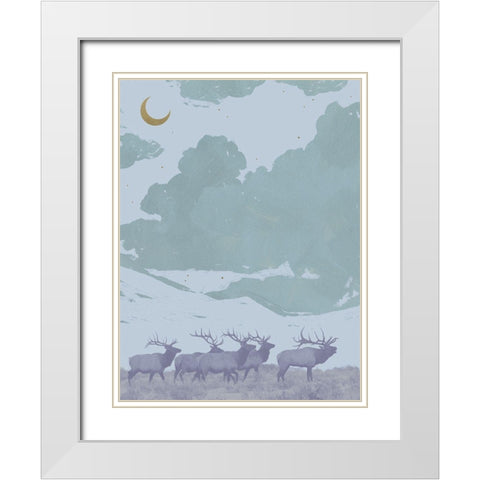 Pop Art Elk I White Modern Wood Framed Art Print with Double Matting by Green, Jacob