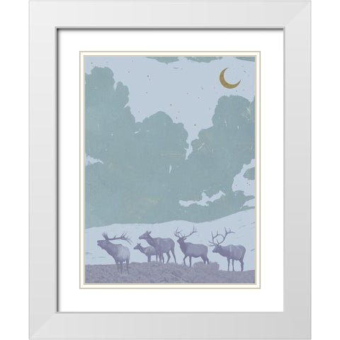 Pop Art Elk II White Modern Wood Framed Art Print with Double Matting by Green, Jacob