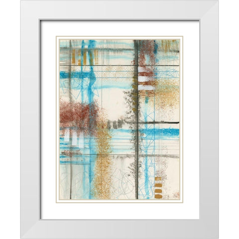 Primary Lineage III White Modern Wood Framed Art Print with Double Matting by Goldberger, Jennifer