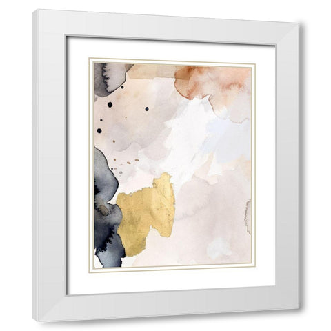 Indigo Blush and Gold III White Modern Wood Framed Art Print with Double Matting by Barnes, Victoria