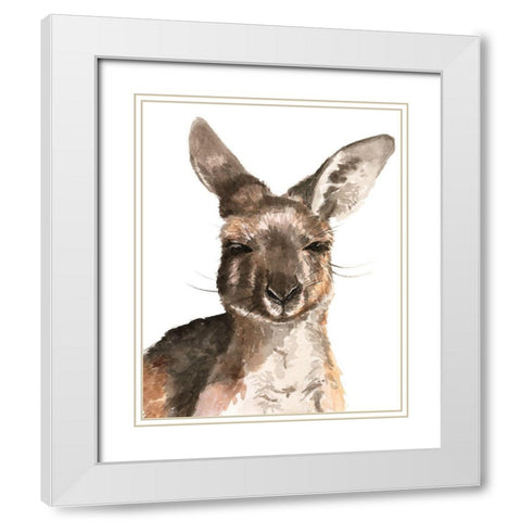 Kangaroo Portrait I White Modern Wood Framed Art Print with Double Matting by Parker, Jennifer Paxton