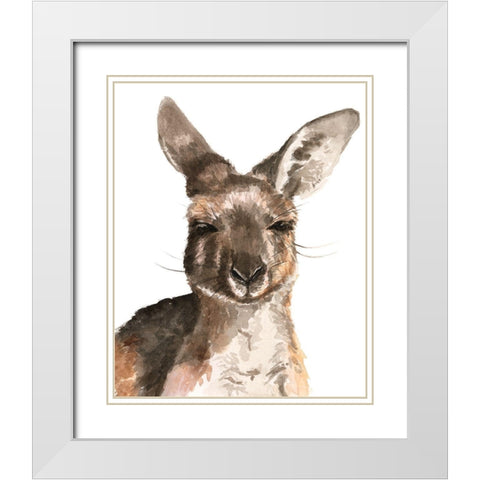Kangaroo Portrait I White Modern Wood Framed Art Print with Double Matting by Parker, Jennifer Paxton