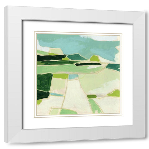 Greenscape I White Modern Wood Framed Art Print with Double Matting by Vess, June Erica