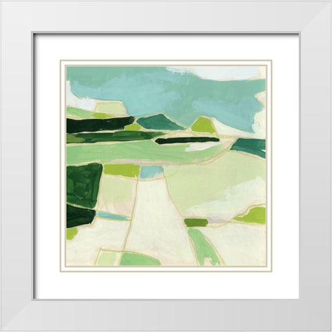 Greenscape I White Modern Wood Framed Art Print with Double Matting by Vess, June Erica