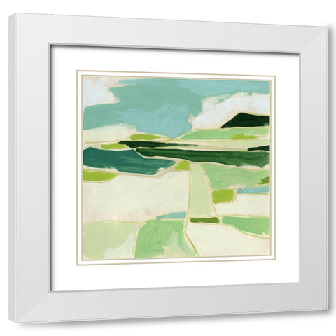 Greenscape II White Modern Wood Framed Art Print with Double Matting by Vess, June Erica