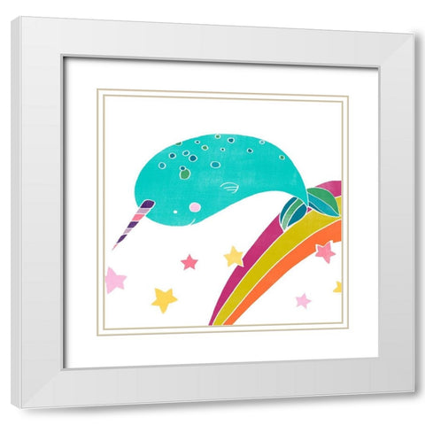 Happy Narwals II White Modern Wood Framed Art Print with Double Matting by Vess, June Erica