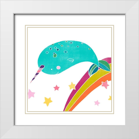 Happy Narwals II White Modern Wood Framed Art Print with Double Matting by Vess, June Erica