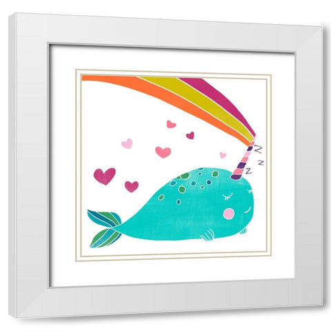 Happy Narwals III White Modern Wood Framed Art Print with Double Matting by Vess, June Erica