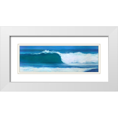 Blue Barrel White Modern Wood Framed Art Print with Double Matting by Wilkins, Suzanne