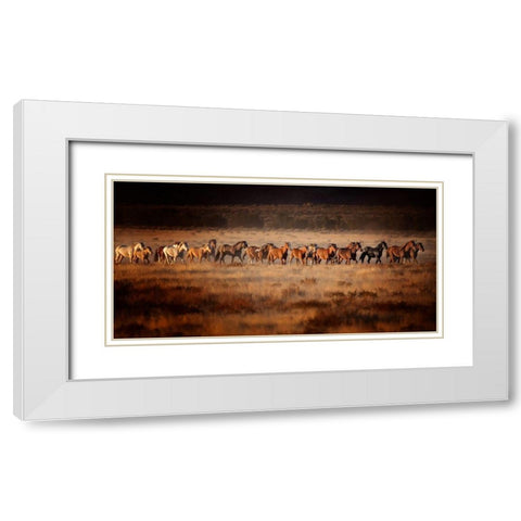 Horse Run VII White Modern Wood Framed Art Print with Double Matting by PHBurchett