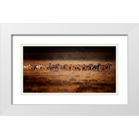 Horse Run VII White Modern Wood Framed Art Print with Double Matting by PHBurchett