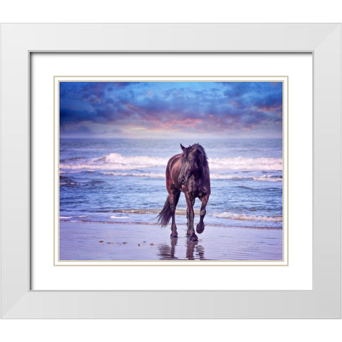 Running in the Sand I White Modern Wood Framed Art Print with Double Matting by PHBurchett