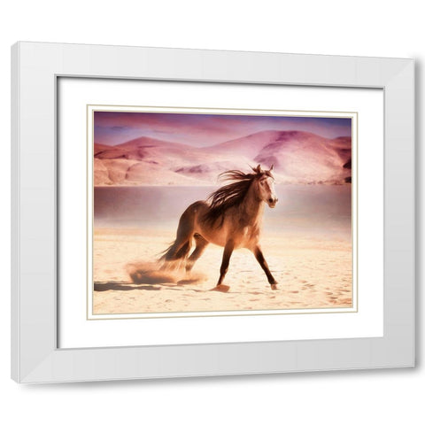 Running in the Sand II White Modern Wood Framed Art Print with Double Matting by PHBurchett