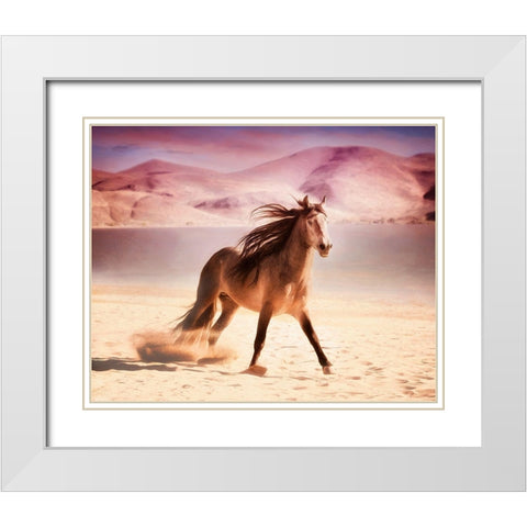 Running in the Sand II White Modern Wood Framed Art Print with Double Matting by PHBurchett