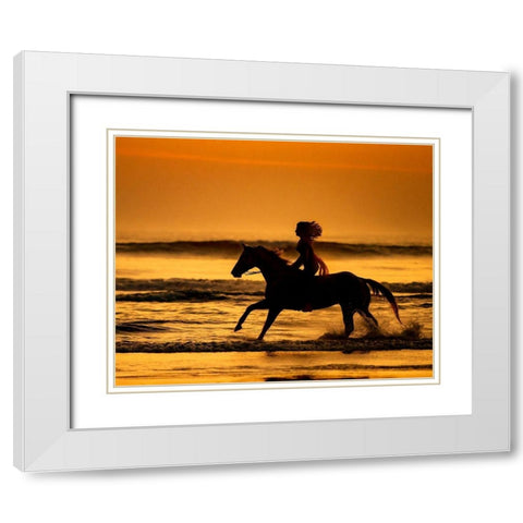 Running in the Sand IV White Modern Wood Framed Art Print with Double Matting by PHBurchett