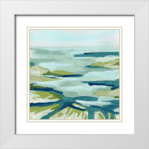 Blue Delta I White Modern Wood Framed Art Print with Double Matting by Vess, June Erica