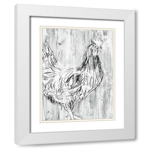 Barnwood Flock I White Modern Wood Framed Art Print with Double Matting by Vess, June Erica