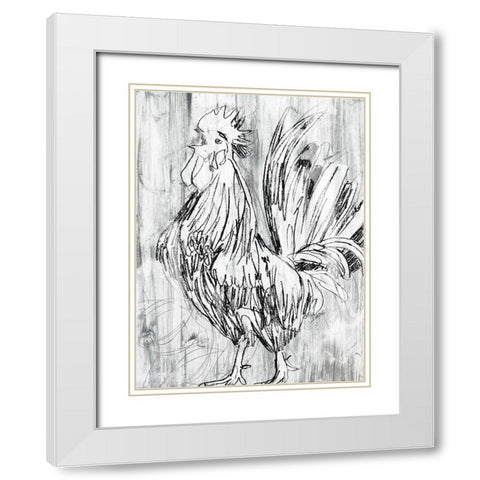 Barnwood Flock II White Modern Wood Framed Art Print with Double Matting by Vess, June Erica