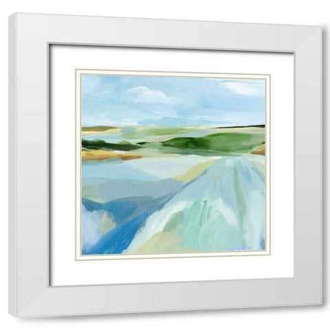 Sky Blue Fields I White Modern Wood Framed Art Print with Double Matting by Warren, Annie