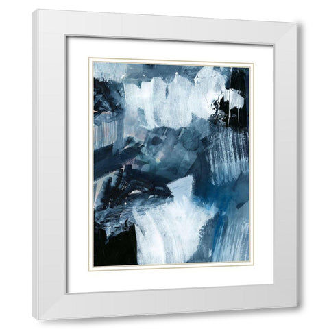 Composition in Blue II White Modern Wood Framed Art Print with Double Matting by Barnes, Victoria