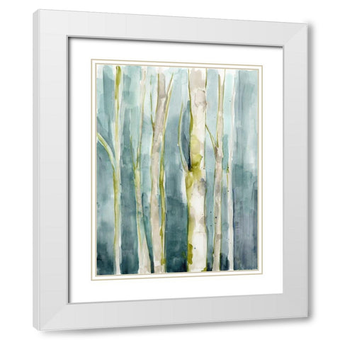 Treeline Watercolor I White Modern Wood Framed Art Print with Double Matting by Goldberger, Jennifer