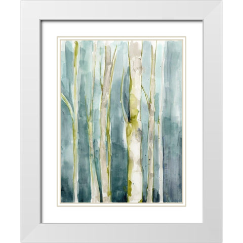 Treeline Watercolor I White Modern Wood Framed Art Print with Double Matting by Goldberger, Jennifer