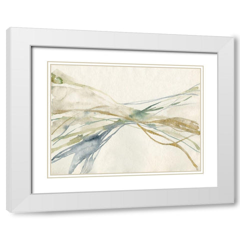 Watercolor Waves I White Modern Wood Framed Art Print with Double Matting by Goldberger, Jennifer