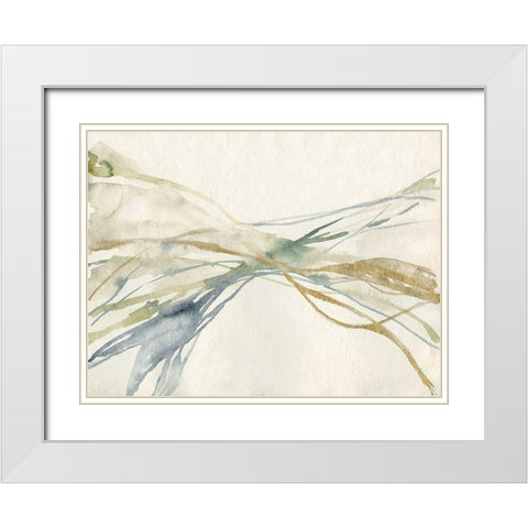 Watercolor Waves I White Modern Wood Framed Art Print with Double Matting by Goldberger, Jennifer