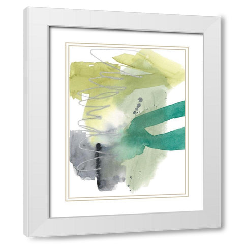 Graffiti Green I White Modern Wood Framed Art Print with Double Matting by Goldberger, Jennifer