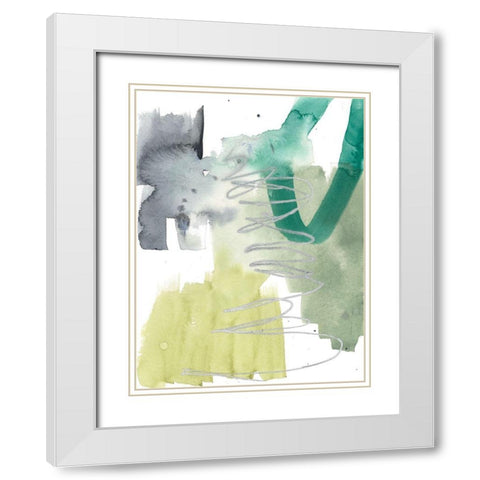 Graffiti Green IV White Modern Wood Framed Art Print with Double Matting by Goldberger, Jennifer