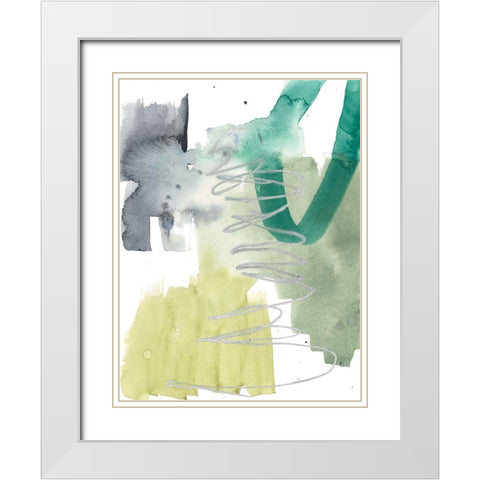 Graffiti Green IV White Modern Wood Framed Art Print with Double Matting by Goldberger, Jennifer