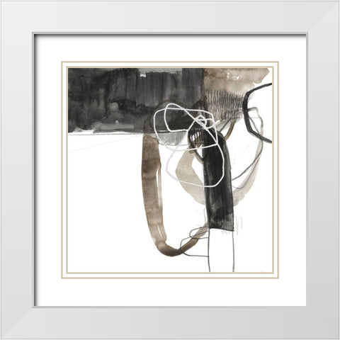 Interlocked I White Modern Wood Framed Art Print with Double Matting by Goldberger, Jennifer