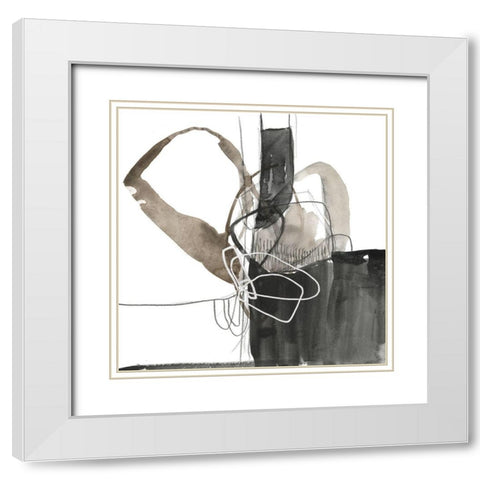 Interlocked III White Modern Wood Framed Art Print with Double Matting by Goldberger, Jennifer