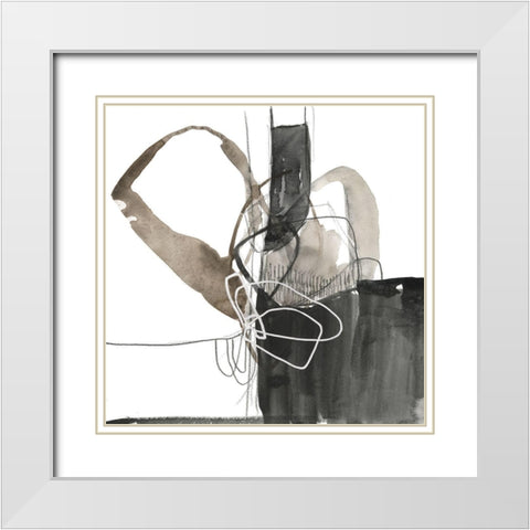 Interlocked III White Modern Wood Framed Art Print with Double Matting by Goldberger, Jennifer