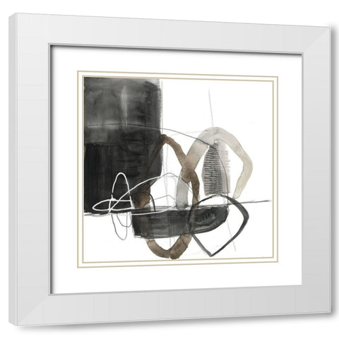 Interlocked IV White Modern Wood Framed Art Print with Double Matting by Goldberger, Jennifer