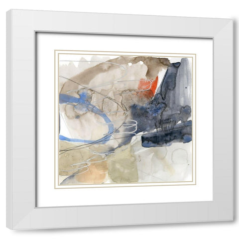 Abstract Coordinates II White Modern Wood Framed Art Print with Double Matting by Goldberger, Jennifer