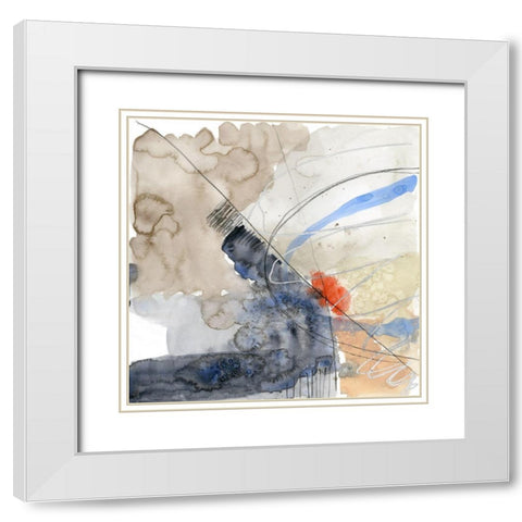 Abstract Coordinates III White Modern Wood Framed Art Print with Double Matting by Goldberger, Jennifer