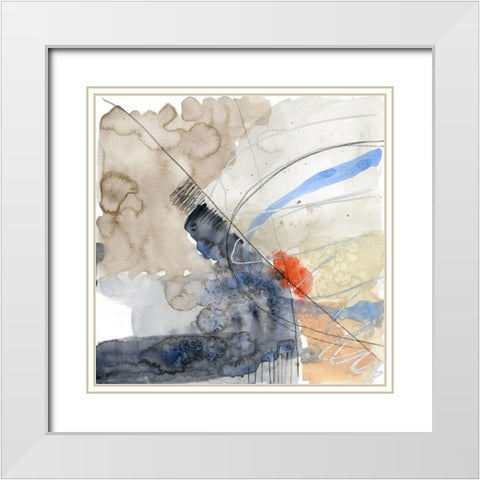 Abstract Coordinates III White Modern Wood Framed Art Print with Double Matting by Goldberger, Jennifer