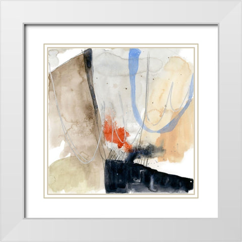 Abstract Coordinates V White Modern Wood Framed Art Print with Double Matting by Goldberger, Jennifer