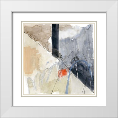 Abstract Coordinates VI White Modern Wood Framed Art Print with Double Matting by Goldberger, Jennifer