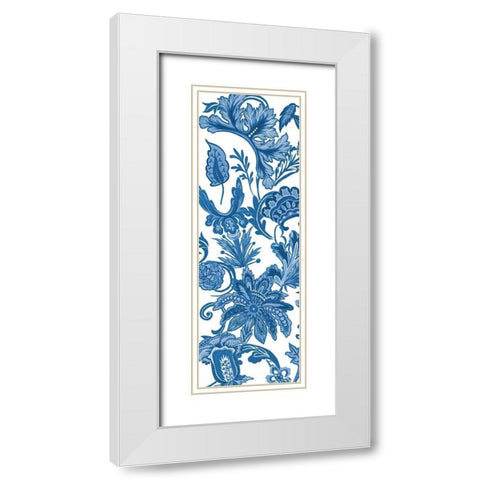 Indigo Chintz V White Modern Wood Framed Art Print with Double Matting by Wang, Melissa