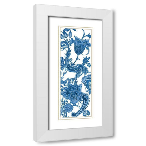 Indigo Chintz VI White Modern Wood Framed Art Print with Double Matting by Wang, Melissa