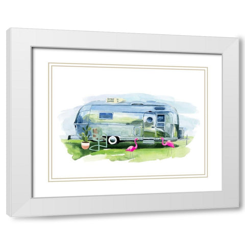 Happy Camper I White Modern Wood Framed Art Print with Double Matting by Warren, Annie